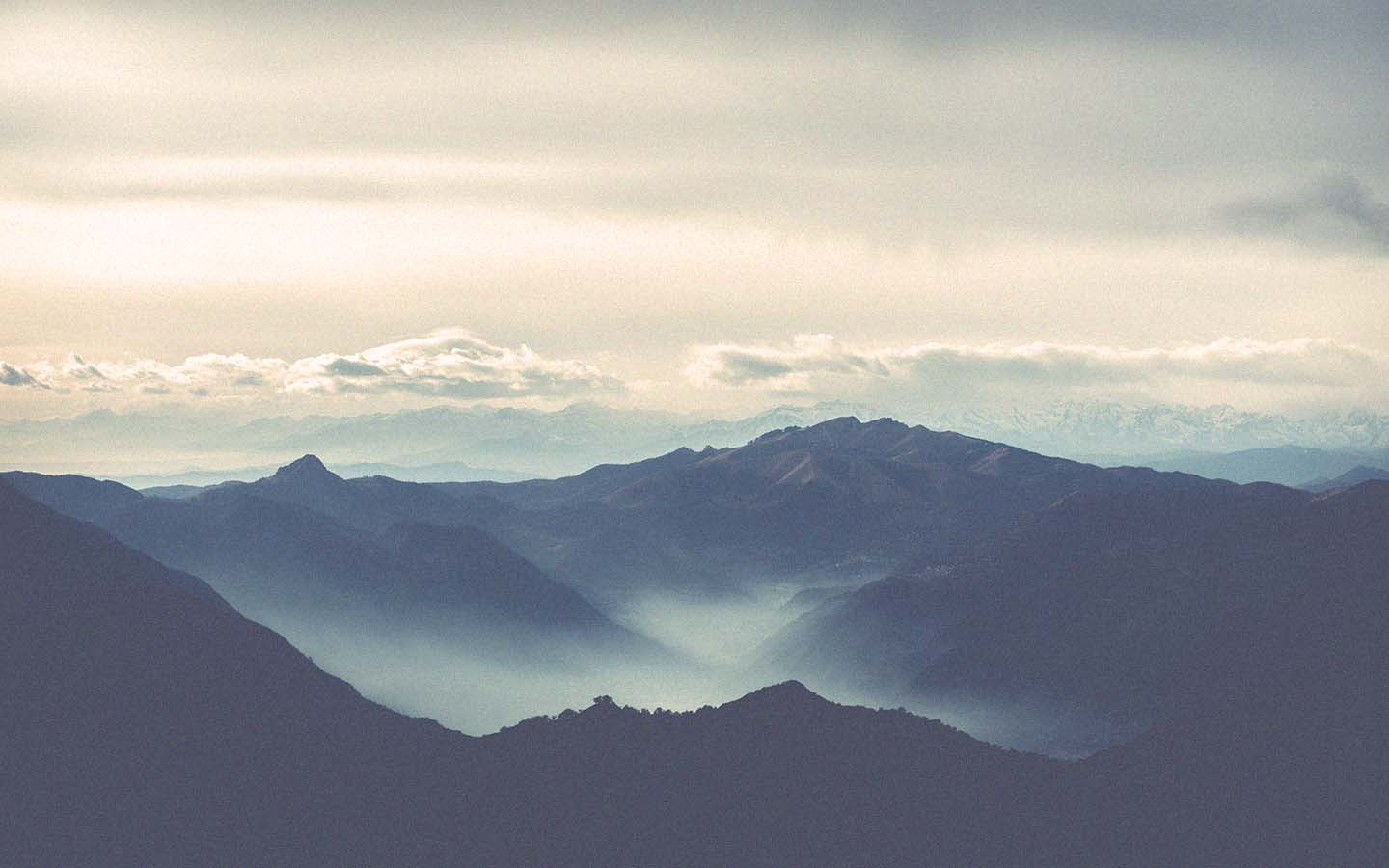 Foggy mountain peaks